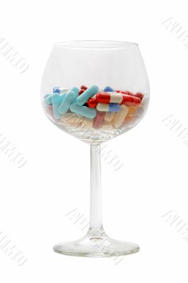 Glass with pills