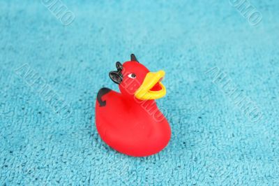 devil duck on towel