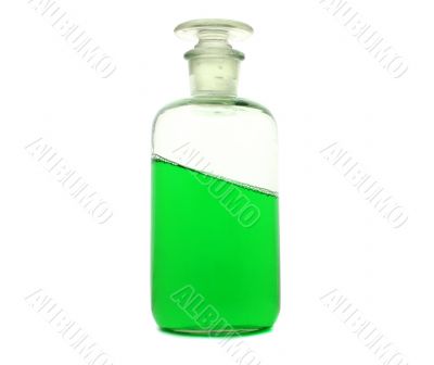 Bottle with tilted liquid