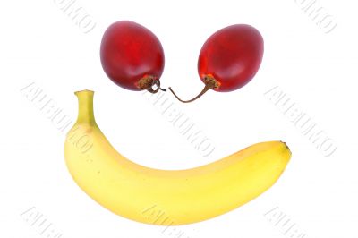 tamarillo and banana smiley isolated