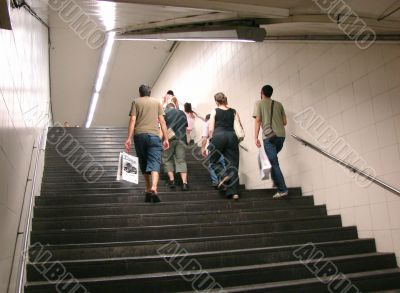 People in transition of the subway