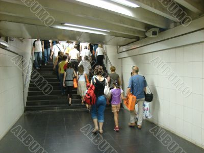 People in transition of the subway