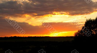 Summer sunset, sky with clouds