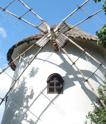 Ancient Ukrainian Mill in Summer Village