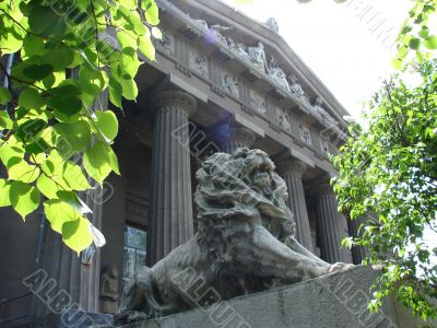 Old fashioned city hall entrance in Kyiv