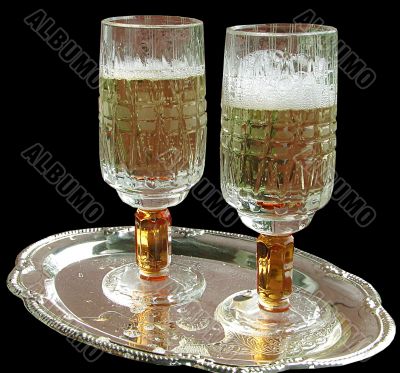 Two glasses of champagne for newlyweds