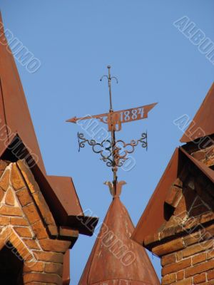 Castle, Towers with Feathers Upon Blue Sky