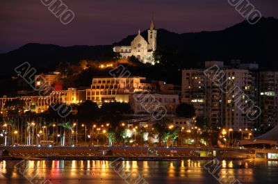 Night of Macau city and church