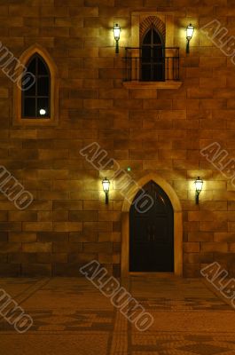 Front view of an stone house