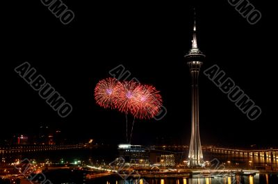 Celebration of New Year with fireworks