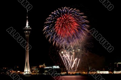 Celebration of New Year with fireworks