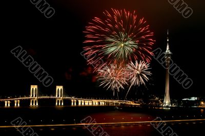 Celebration of New Year with fireworks
