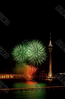 Celebration of New Year with fireworks