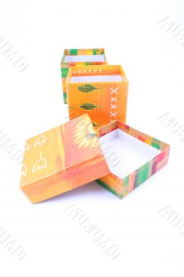 two open boxes isolated