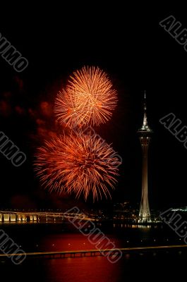 Celebration of New Year with fireworks