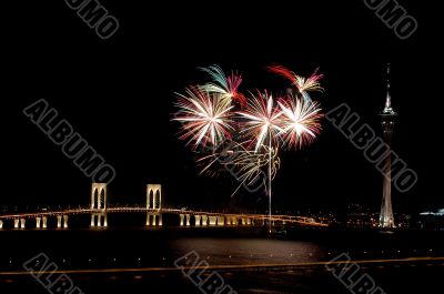 Celebration of New Year with fireworks