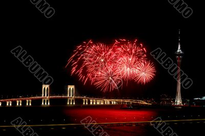 Celebration of New Year with fireworks