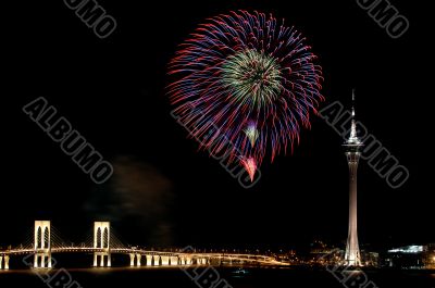 Celebration of New Year with fireworks