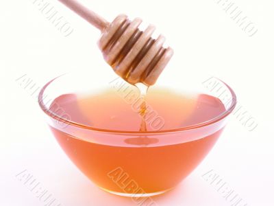 bowl of honey isolated