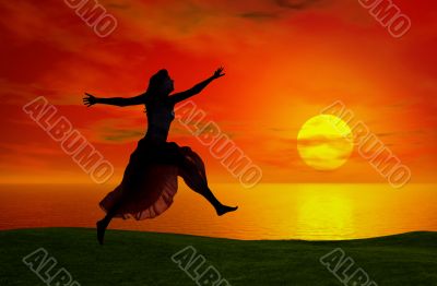 Jumping at the sunset