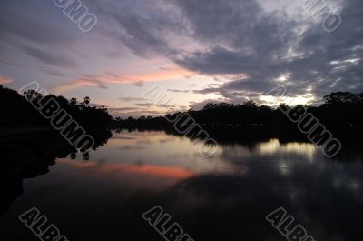 Moat of Angkor Wat at sunset