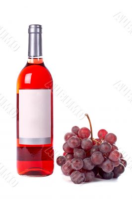 Grapes bunch and wine bottle