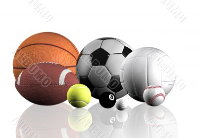 sports balls over white