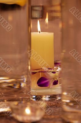 Close up shot of spa candles