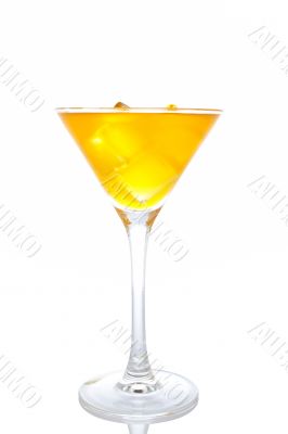 Fresh orange cocktail with ice cubes