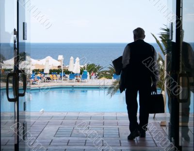 old man going to a sea