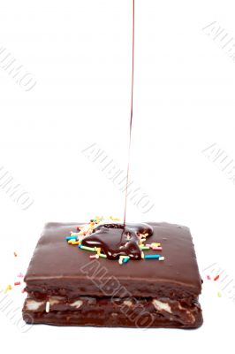 Poured syrup of chocolate