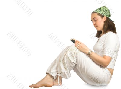 beautiful girl reading a book