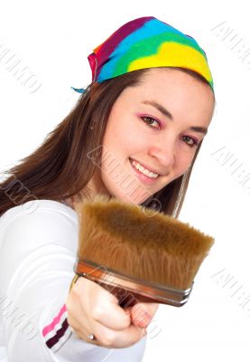 beautiful artist with her brush