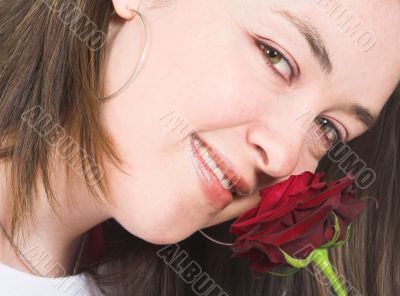 beautiful girl face with rose