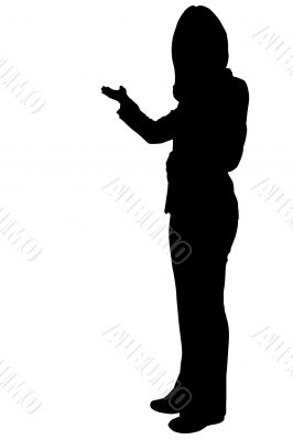 business woman presening silhouette
