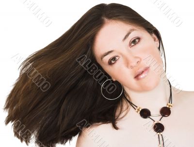 beauty portrait with blowing hair