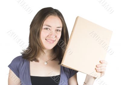Beautiful woman holding a folder