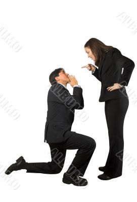 business begging man to a woman