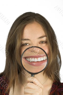 casual woman with a huge smile