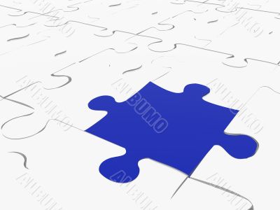 blue piece on white puzzle