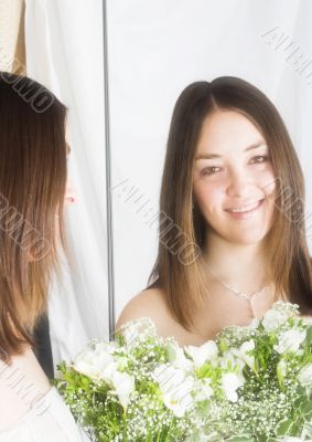 beautiful bride on a mirror