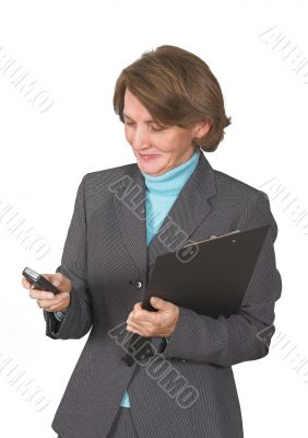 business woman sending sms