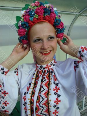 ukrainian girl in colorful national folk costume