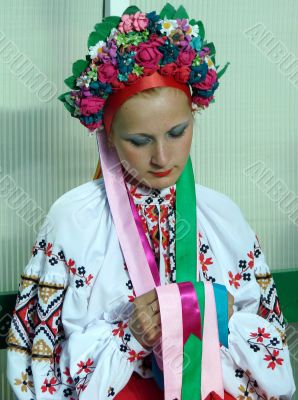 ukrainian girl in colorful national folk costume