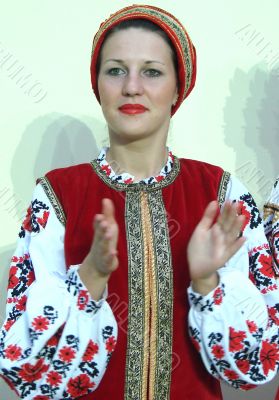 ukrainian girl in colorful national folk costume