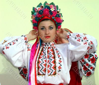 ukrainian girl in colorful national folk costume