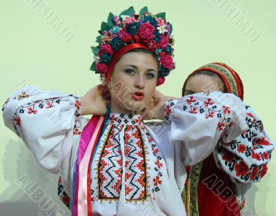 ukrainian girl in colorful national folk costume