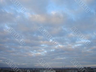 Cloudy sky wide angle panoramic view