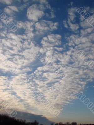 Cloudy sky wide angle panoramic view