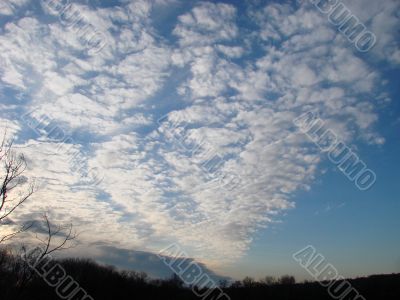 Cloudy sky wide angle panoramic view